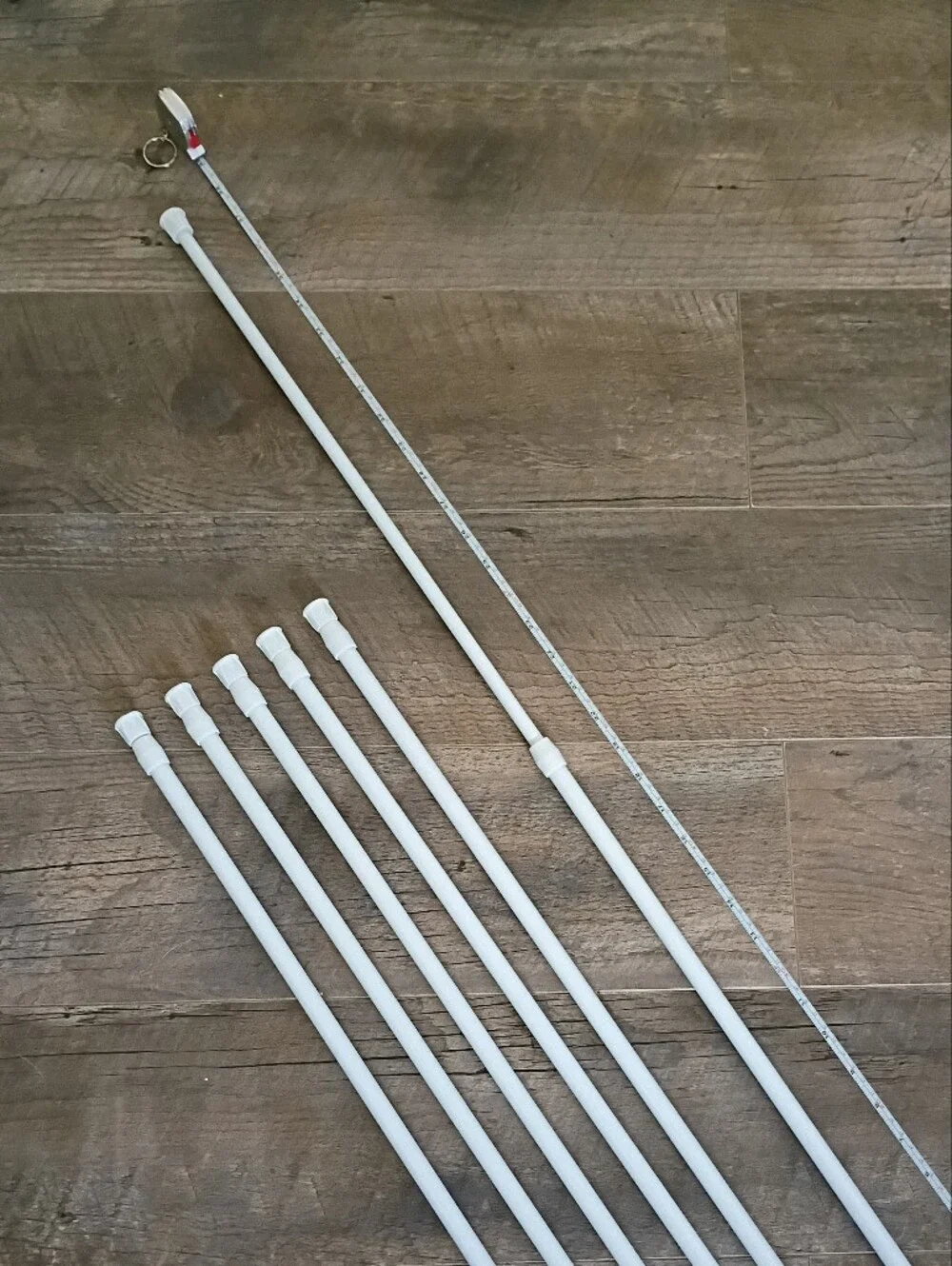 Set of 6 White Tension Curtain Rods 5/8